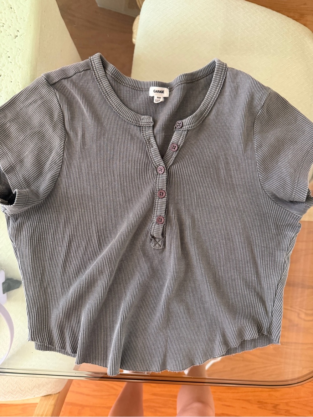 Garage Short-Sleeve Ribbed in Washed Grey